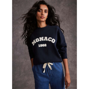 Mint Velvet Navy Monaco Slogan Sweatshirt